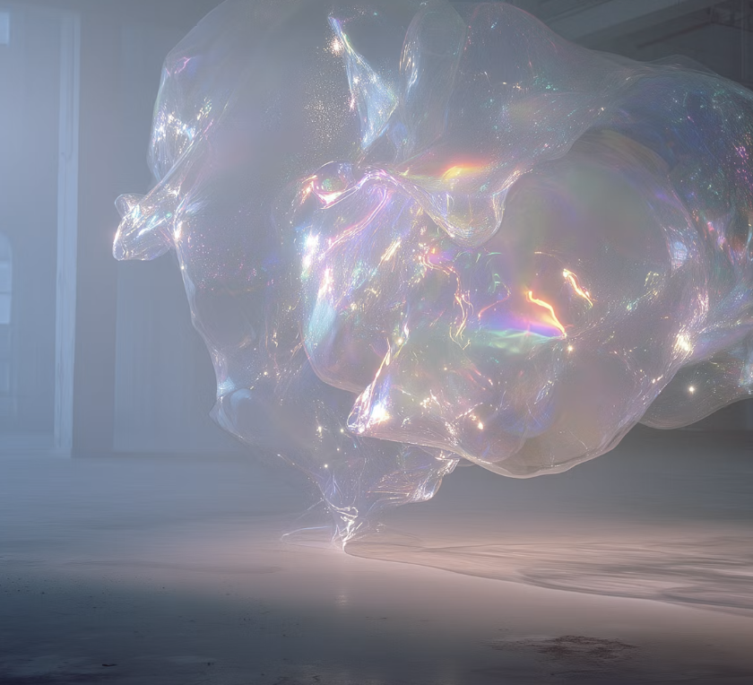 Glossy translucent bubble in a room