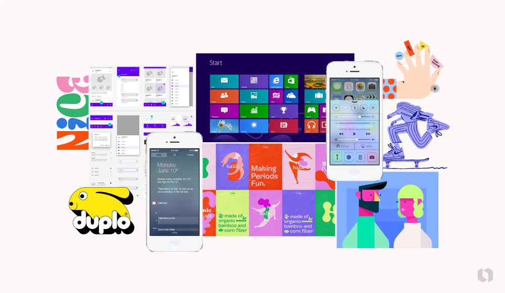 Flat visual style examples